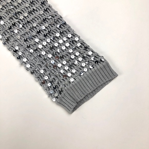 BCBGMAXAZRIA Knit Mini Grey Sequin Cardigan - Picture 9 of 9